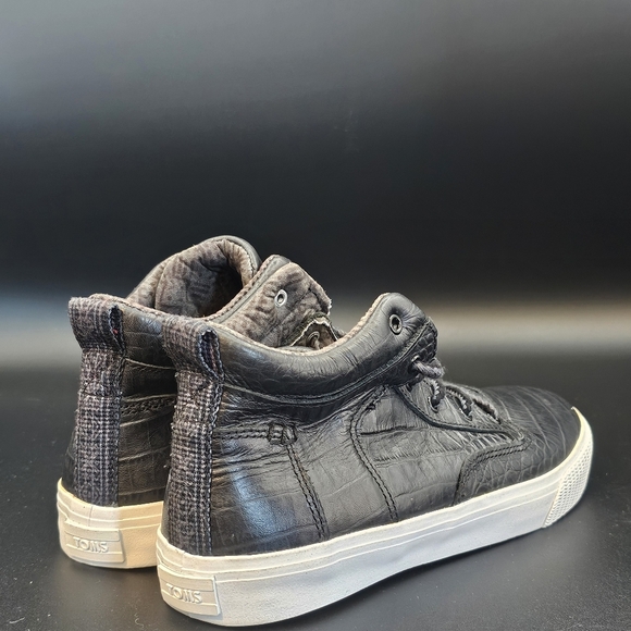 Toms Camila Black Croc Embossed Leather Hi-top - Picture 5 of 12